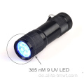 9 LED UV Taschenlampe Aluminium Blacklight Keychain Taschenlampe